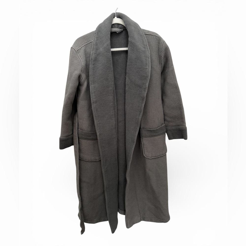 Cozy Earth Waffle Bath Robe Charcoal Gray Unisex XS Bamboo Viscose Luxury Spa - Picture 2 of 8